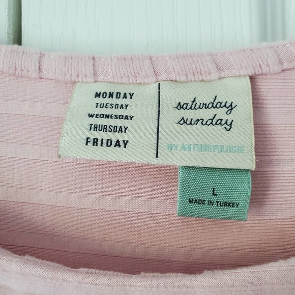 Saturday Sunday Pastel Pink Soft Ribbed Sweater L Oversized Lounging Soft Comfy - Picture 4 of 11